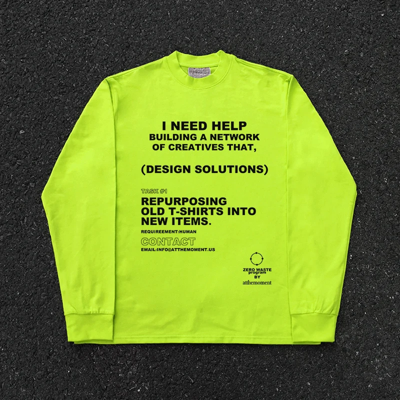 Heavyweight 260G Retro Street Oversize Letter Men's Long Sleeve T-shirt by Wang Youbing Studio Unisex Streetwear Fashion