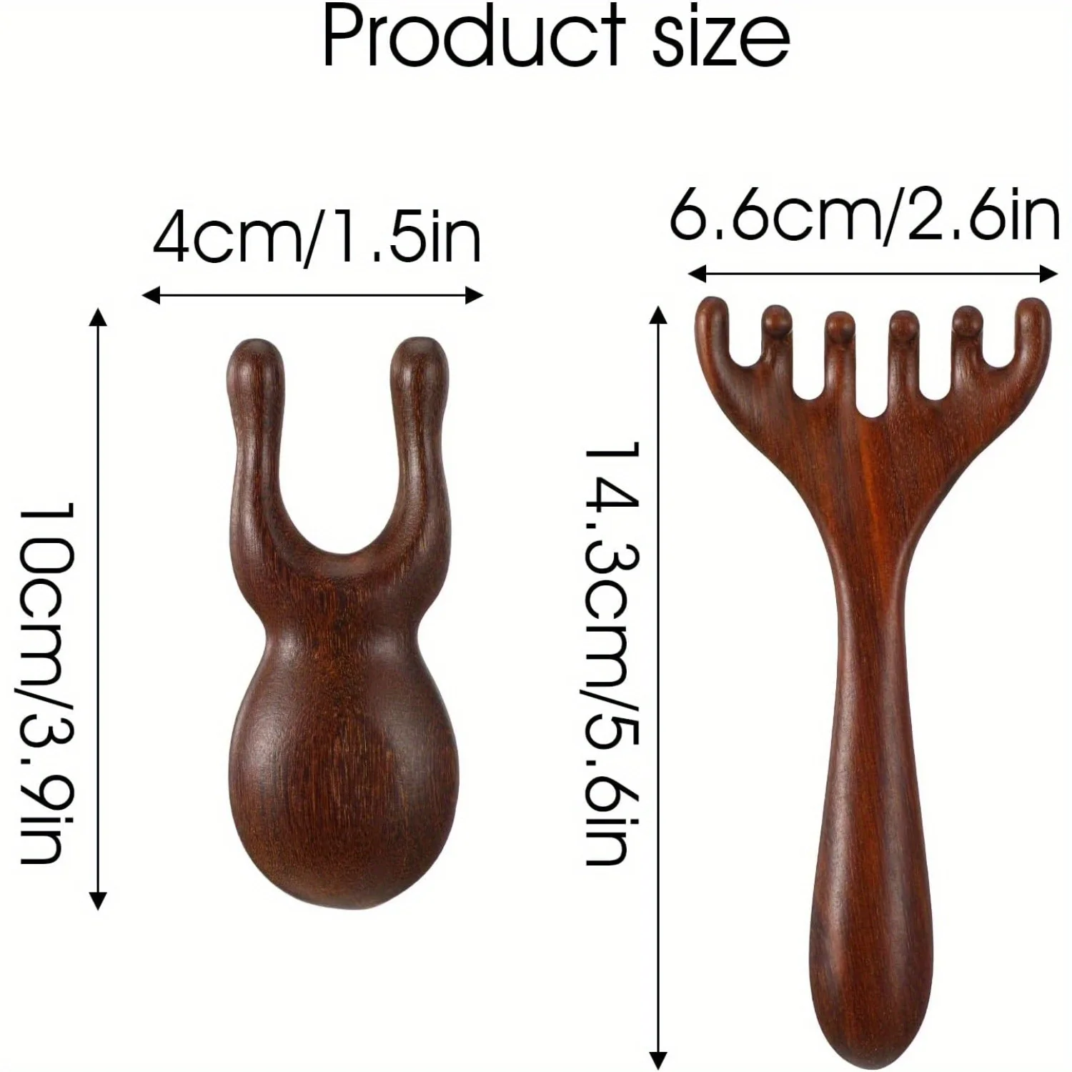 2Pcs Wooden Massage Tools Set, Sandalwood Scalp Massage Comb, Nose Cleaner & Handheld Wooden Massager for Face, Eyes