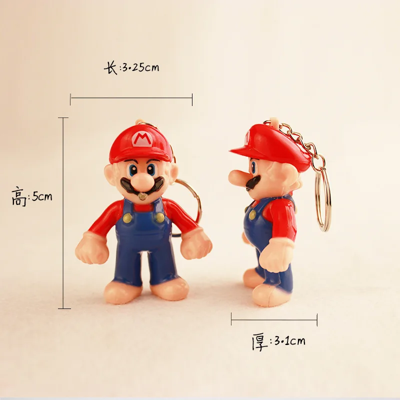 Super Mario Cartoon Key Chain Led Light Sound Creative Flashlight Keychain Children's Backpack Pendant Anime Peripheral Toy Gift