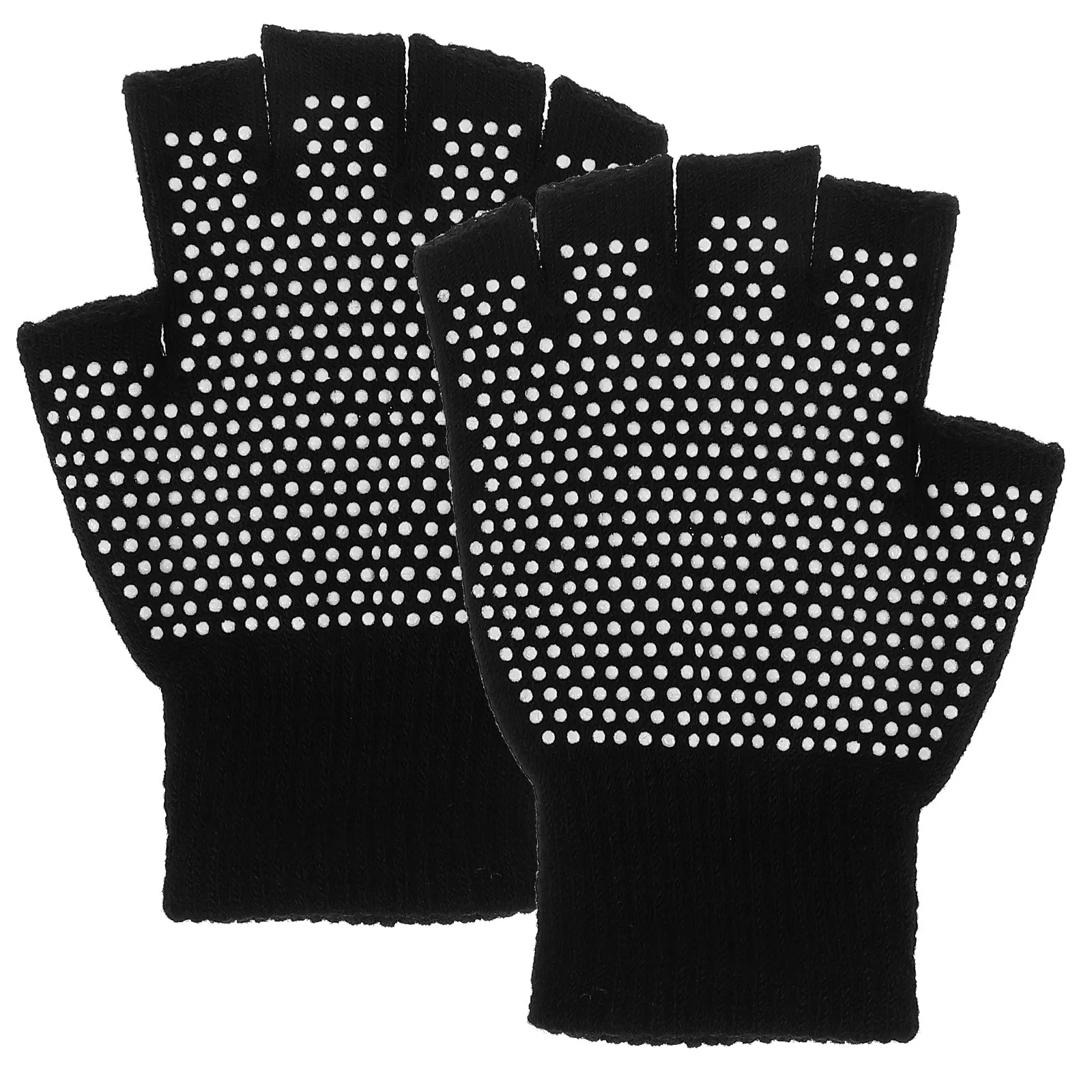 

Non-Slip Yoga Gloves Half Finger Cotton Comfortable Machine Knitted Gloves for Sports Fitness Black Breathable Soft