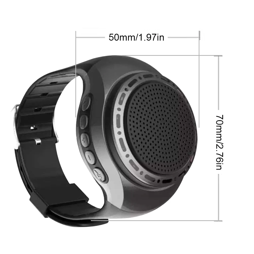 Altoparlante per orologio da polso portatile 500mAh Compatibile con Bluetooth Musica sportiva Radio FM Altoparlante wireless ricaricabile USB