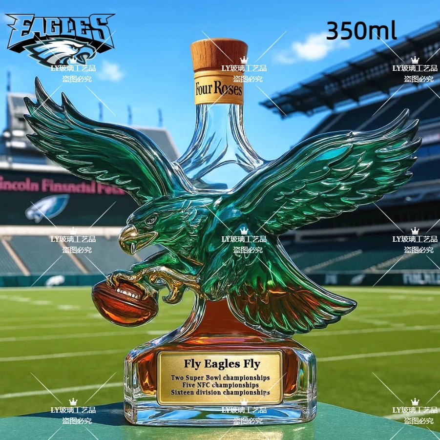 

Home decor bottle craft, whiskey bottle, eagle bulldozer dinosaur, glass decoration, suitable for bars, offices and home use