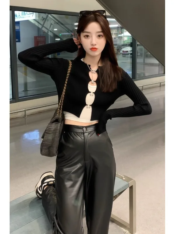 

Spring 2026 ort Sve Long Cardigan Sexy Girl Pure Desire Casual Knitted Top Soft Cotton Blend Warmth ort Length