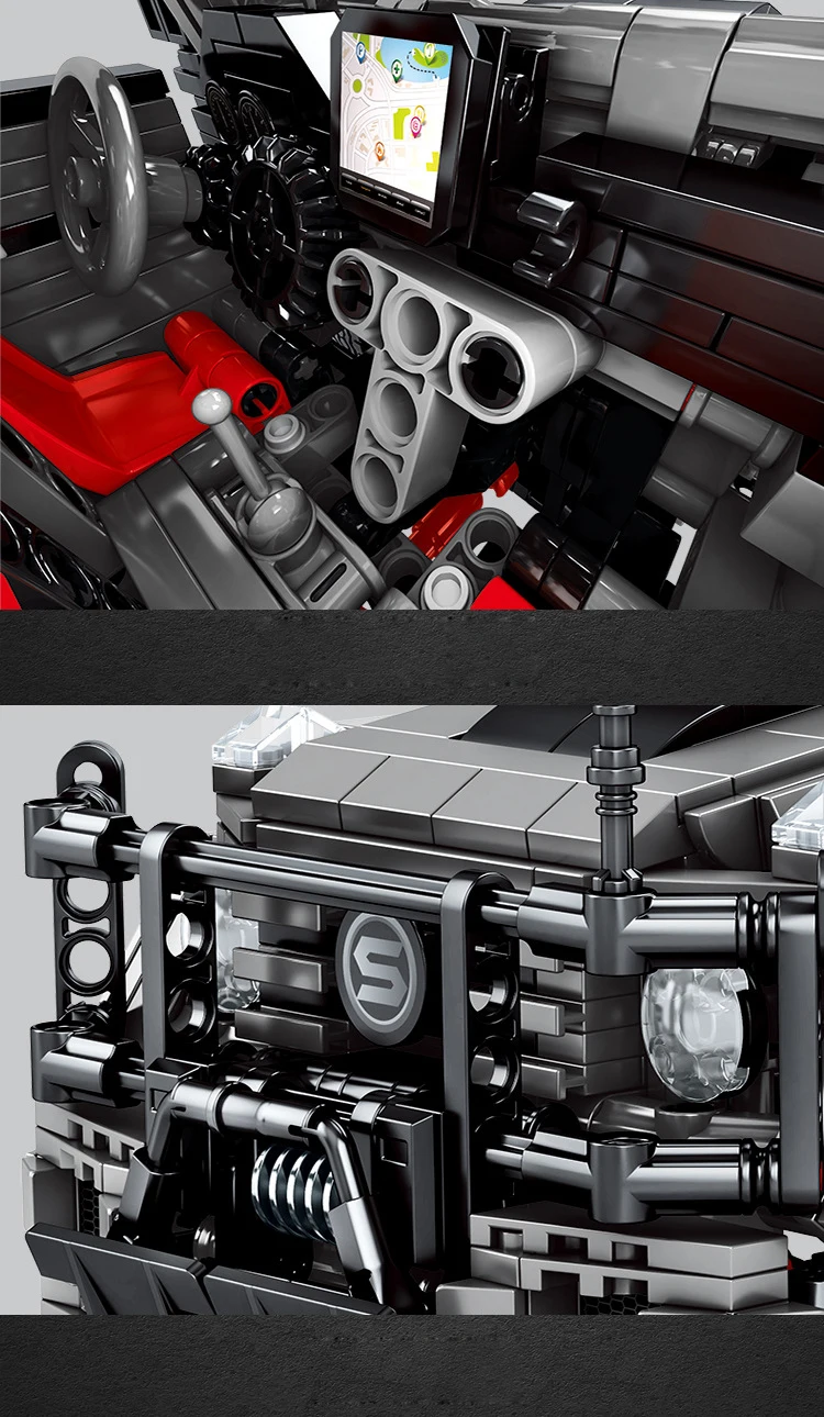 Technisches Deutschland-Stadt-Fahrzeug-Baustein-Set im Maßstab 1:14, Mercedes-Benz G63, Konstruktionsmodell, Bausteine, Spielzeug, Sammlerstück, ideal als Geschenk. – Detail 6