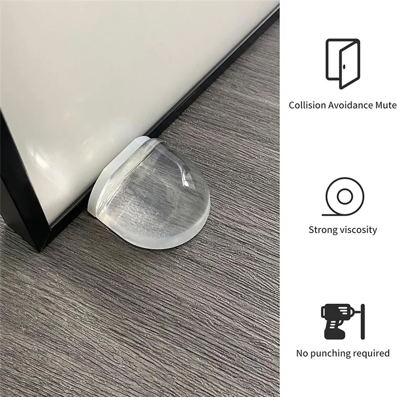 ABPP-6Pcs توقف الباب أرضية عازلة للباب ذاتية اللصق للإلتصاق الشفاف، سدادة باب الأرضية بدون عازلة جدار الحفر