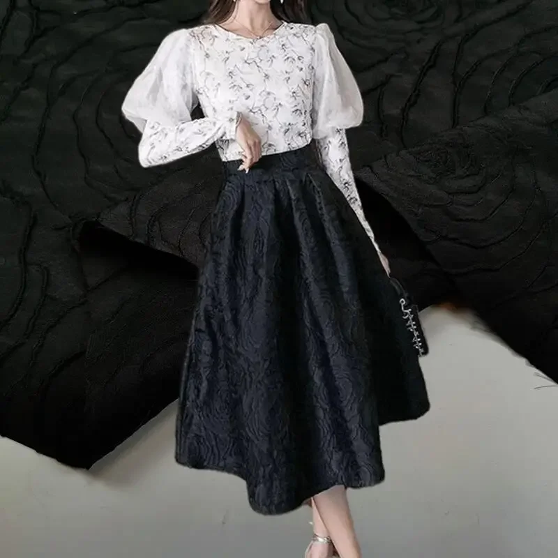 Pure Dark Pattern Jacquard Yarn-dyed Fabric Chinese Style Rose Wide-leg Pants Tang Suit Brocade Cheongsam Hanfu Material Sewing