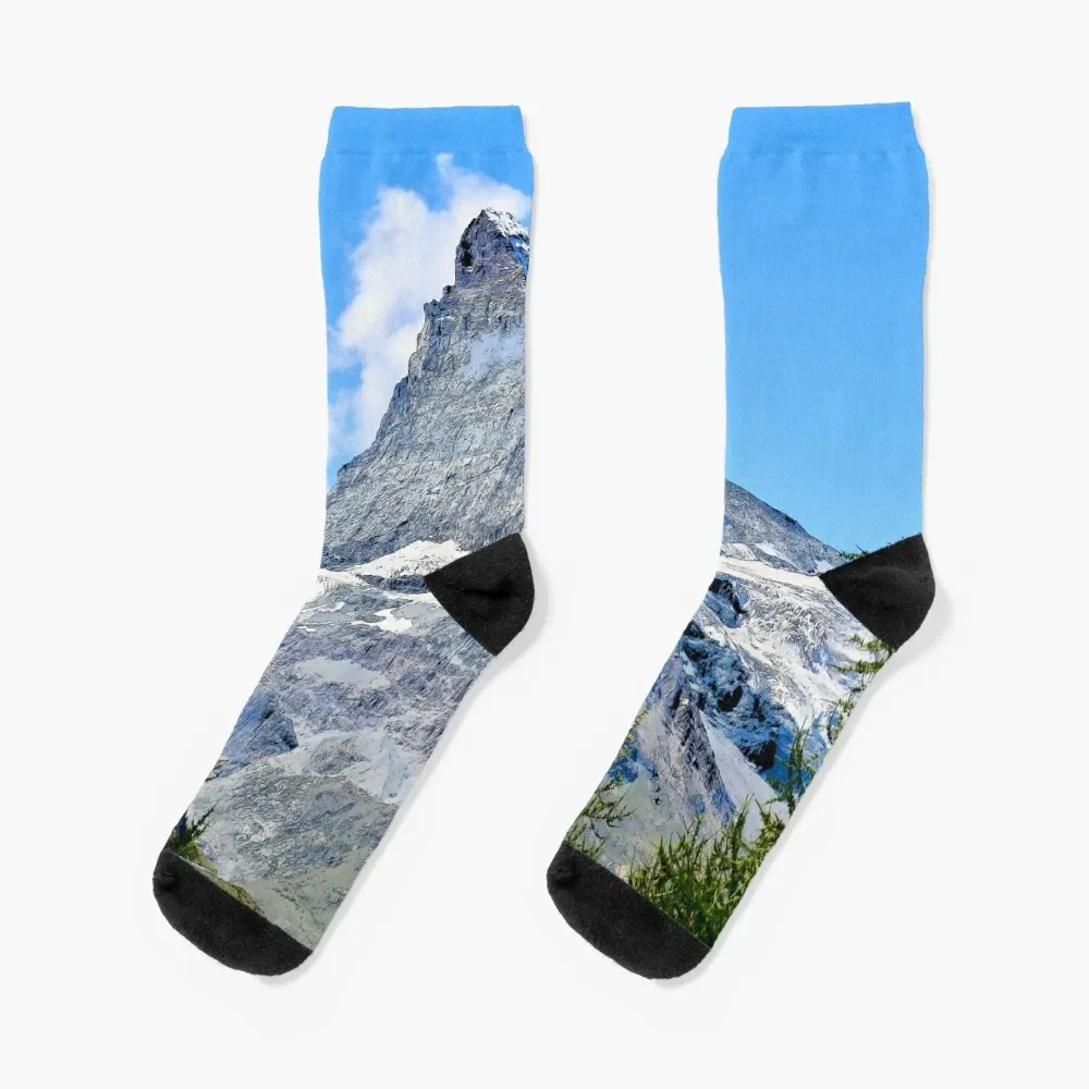 

Matterhorn Zermatt Switzerland // Mountain Landscape Socks valentine gift ideas christmass gift Designer Man Socks Women's