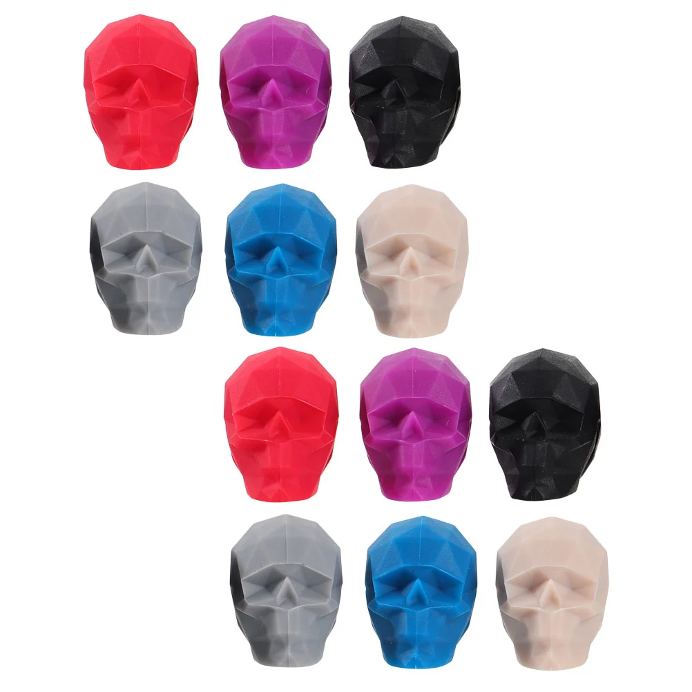 12 Pcs Silicone Glass Markers Adornment Tag For Party Cocktail Drink Reusable Skull Identifier Nonslip Clip Whisky Glasses