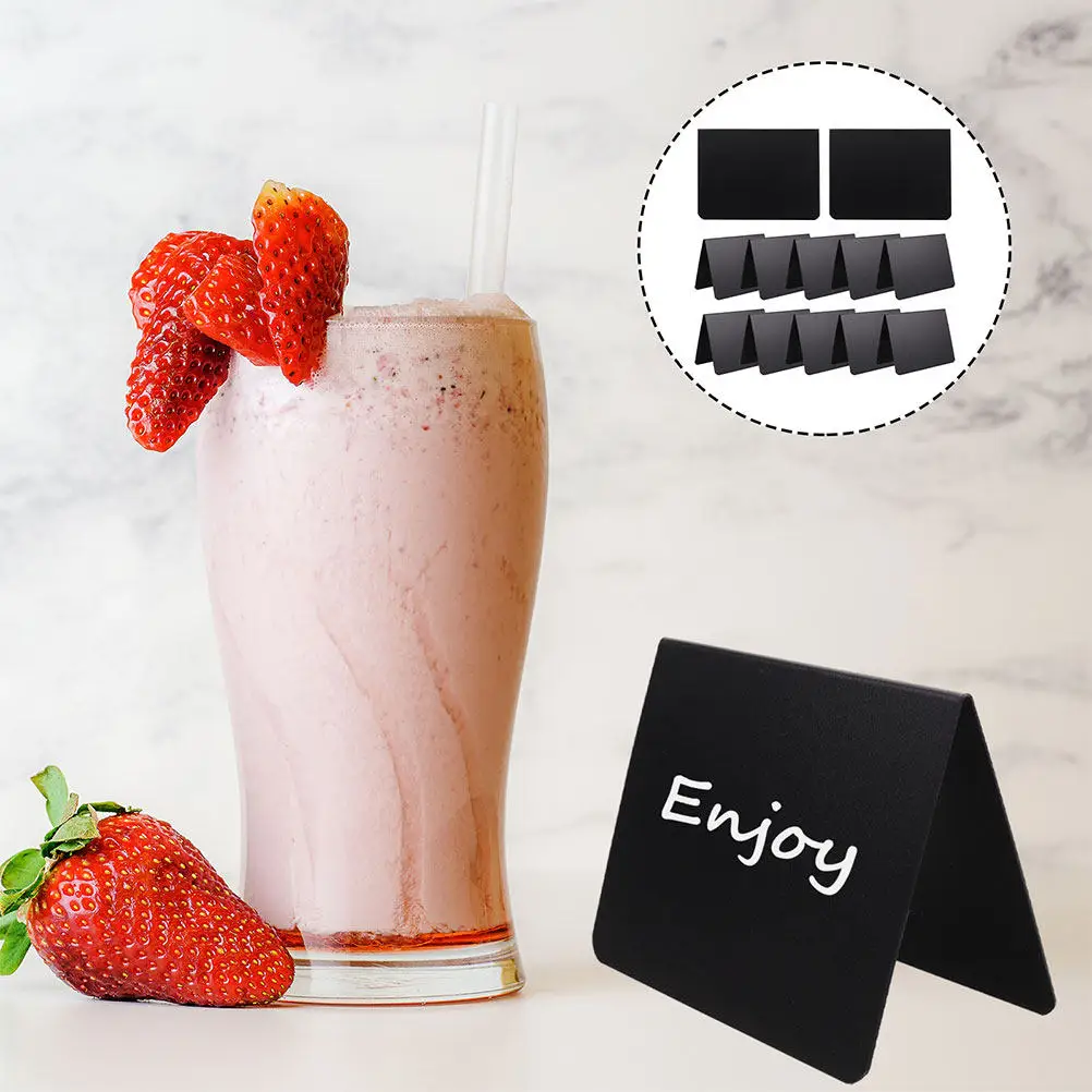 12Pcs Small Chalkboard Sign Standing Erasable Message Price Board Double-Sided Writable Kitchen Buffet Table Food Label Memo