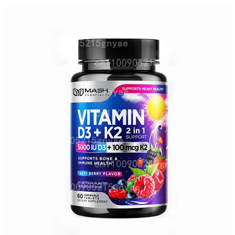 Vitamin D3 K2 5000 IU (with BioPerine) | Features Calcium & Vitamin K2 MK7, Maximum Absorption – 60 Day Supply
