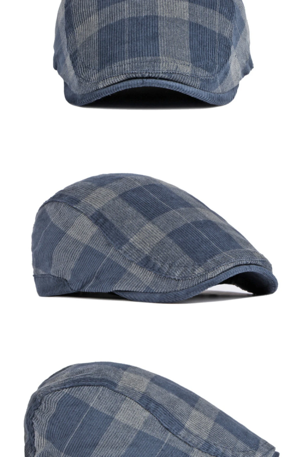 HT4610 Herren- und Damen-Baskenmütze, Vintage-Künstlermütze, karierte Baskenmütze, verstellbare Ivy-Flatcap für Männer und Frauen, Cord-Baskenmütze für Frühling und Herbst – Detail 6