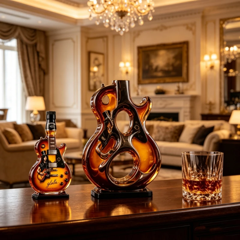 Guns N' Roses Slash Style Guitar Whiskey Decanter, Unique Shaped Liquor Bottle for Rock Fan & Whisky Enthusiast
