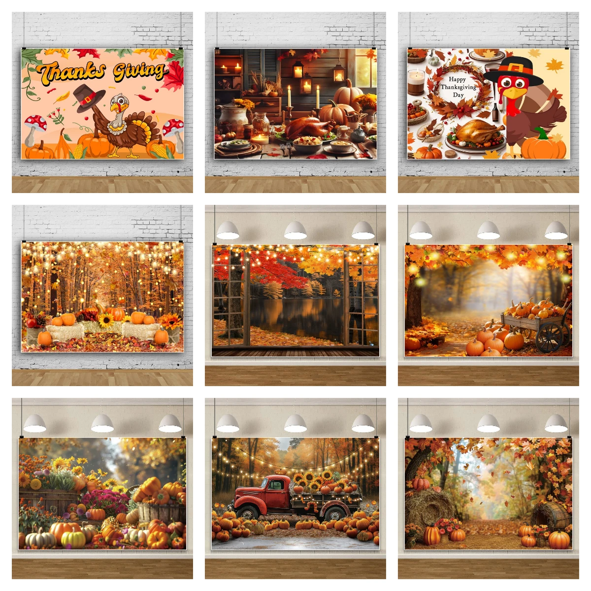 

Thanksgiving Day Pumpkin Autumn Photo Backdrop Background For Photography Party Decoration Props Supplies Banner Photoshoot