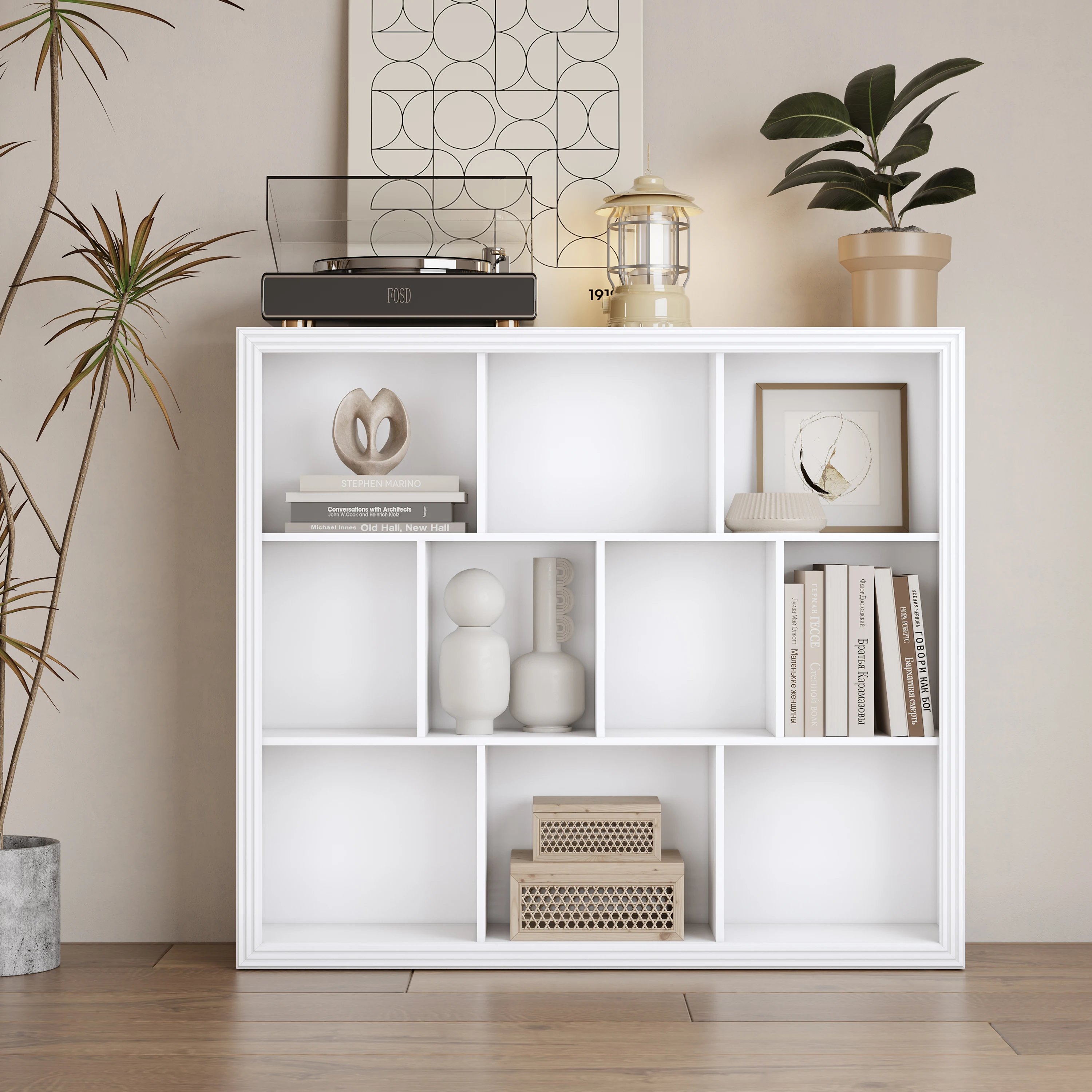 

Wooden 10-Cube Storage Organizer, 3-Tier Bookshelf, Wood Bookshelf, Bookcase, Cubical Storage Shelf with 3 Removable Back Panels for Bedroom Home and Office