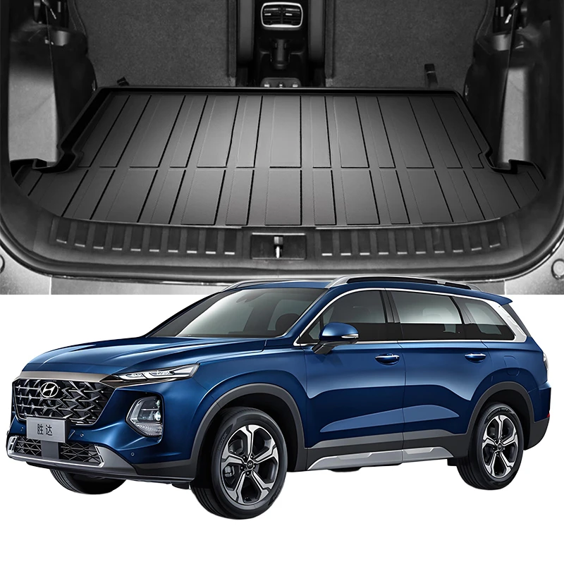 Upgrade TPE Car Rear Trunk Mats Storage Pads Cargo Tray Dustproof Waterproof Protecion Cushion For Hyundai Santafe 2013-2024