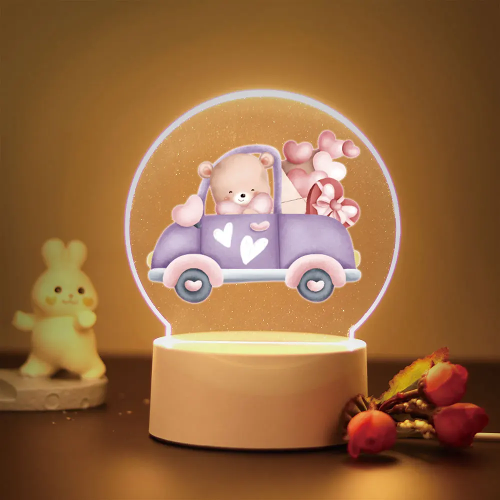 아기 아크릴 사랑스러운 곰 풍선 LED 야간 램프, 생일 선물, 어린이 방 색상 변경 램프