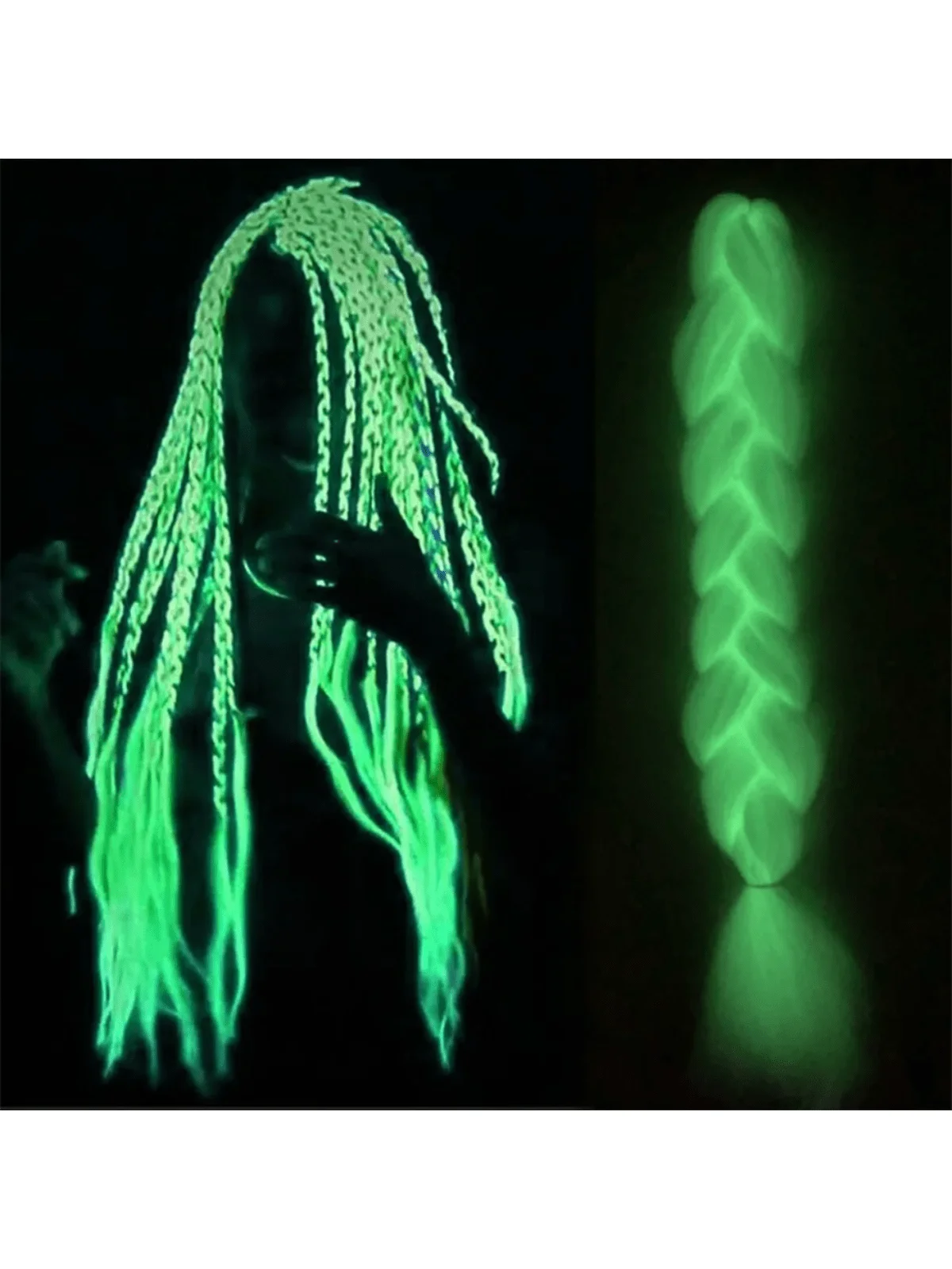 

24-дюймовые светящиеся длинные Jumbo плетение волос из синтетического волокна, плетение волос для вечеринок