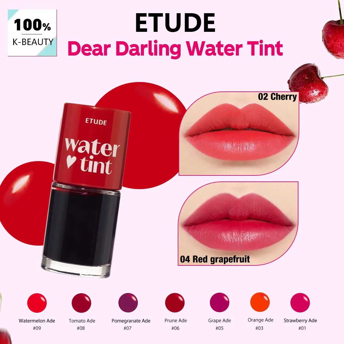 ETUDE Dear Darling Water Tint,Non-Sticky & Breathable,Watercolor-Like Sheer Finish,Korean Cosmetic,K-Beauty,Korean Makeup