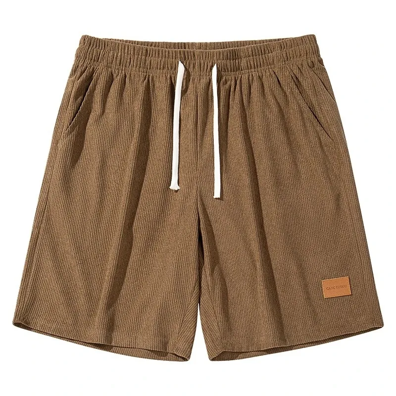 CHUJIE Herren-Cord-Freizeitshorts mit elastischem Bund, lockere Passform, für den Sommer, Alltag, Streetwear, entspannte Halbhose