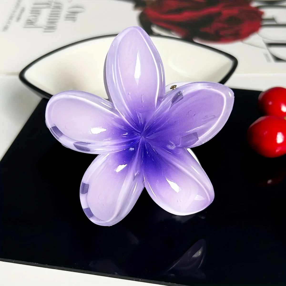 Five-petal flower Summer Super Fairy Vacation style frangeria Grab clip Shark Clip Acrylic flower hair grab hair accessories bac