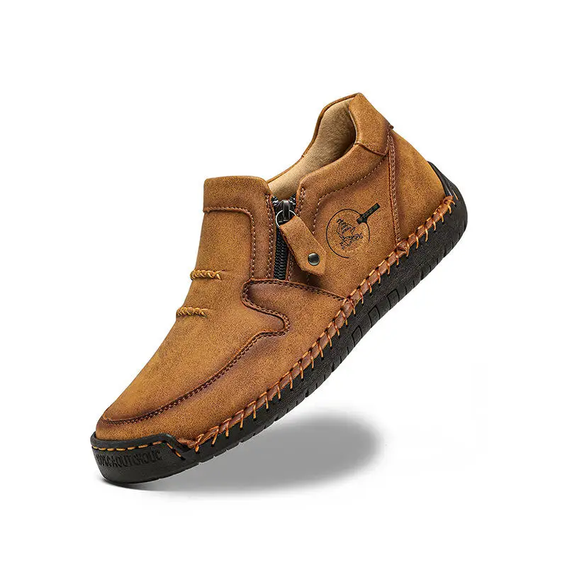 

Женские ботинки большого размера, повседневные, для работы, средней длины, модные, удобные, с круглым носком, на плоской подошве, кожаные, обновленная модель