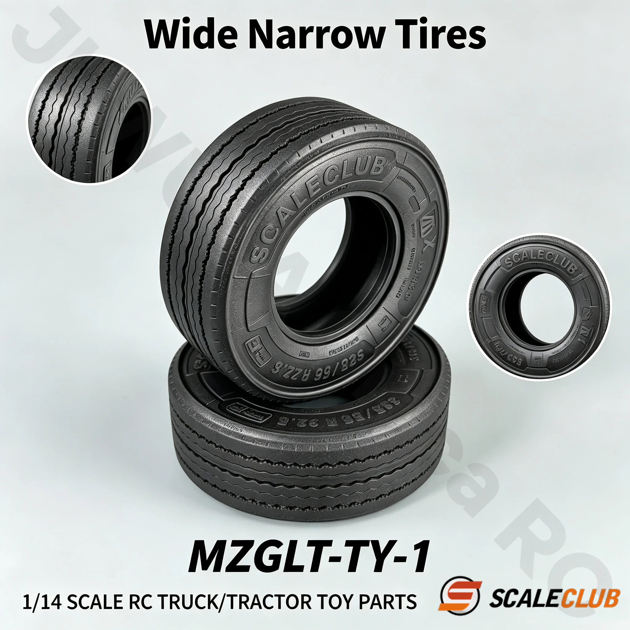 Wide Narrow Tires With Mudguard Diameter 81MM For 1/14 Tamiyaa RC European Truck Tractor SCALECLUB DIY Toy model Parts