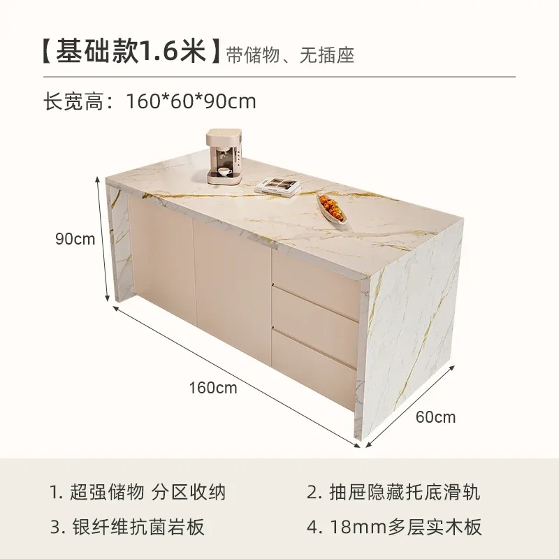 

Остров из каменной плиты, обеденный стол, встроенная барная стойка, белая кремовая ветровая кухонная перегородка, многофункциональная