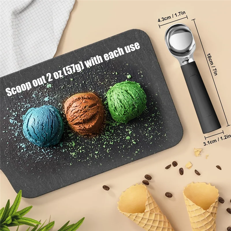 A01M-مغرفة الآيس كريم الكهربائية، مغرفة الآيس كريم الساخنة، الفولاذ المقاوم للصدأ، الأسود