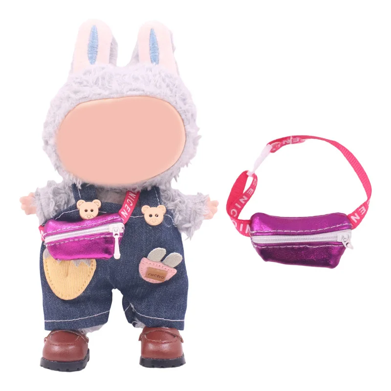 Odpowiednie akcesorium dla lalek Labubu 17 cm - saszetka biodrowa w różnych kolorach, kolorowa torba z efektem gradientu, prezent dla dzieci.