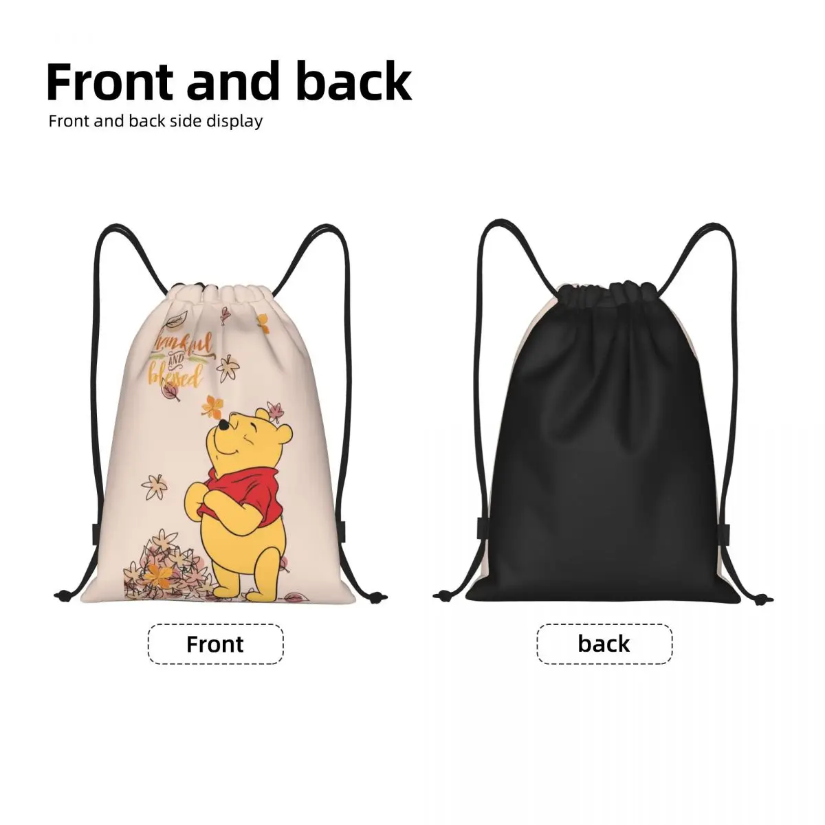 Winnie Pooh Manga Drawstring sacos para homens e mulheres, leve esportes ginásio armazenamento mochila, personalizado