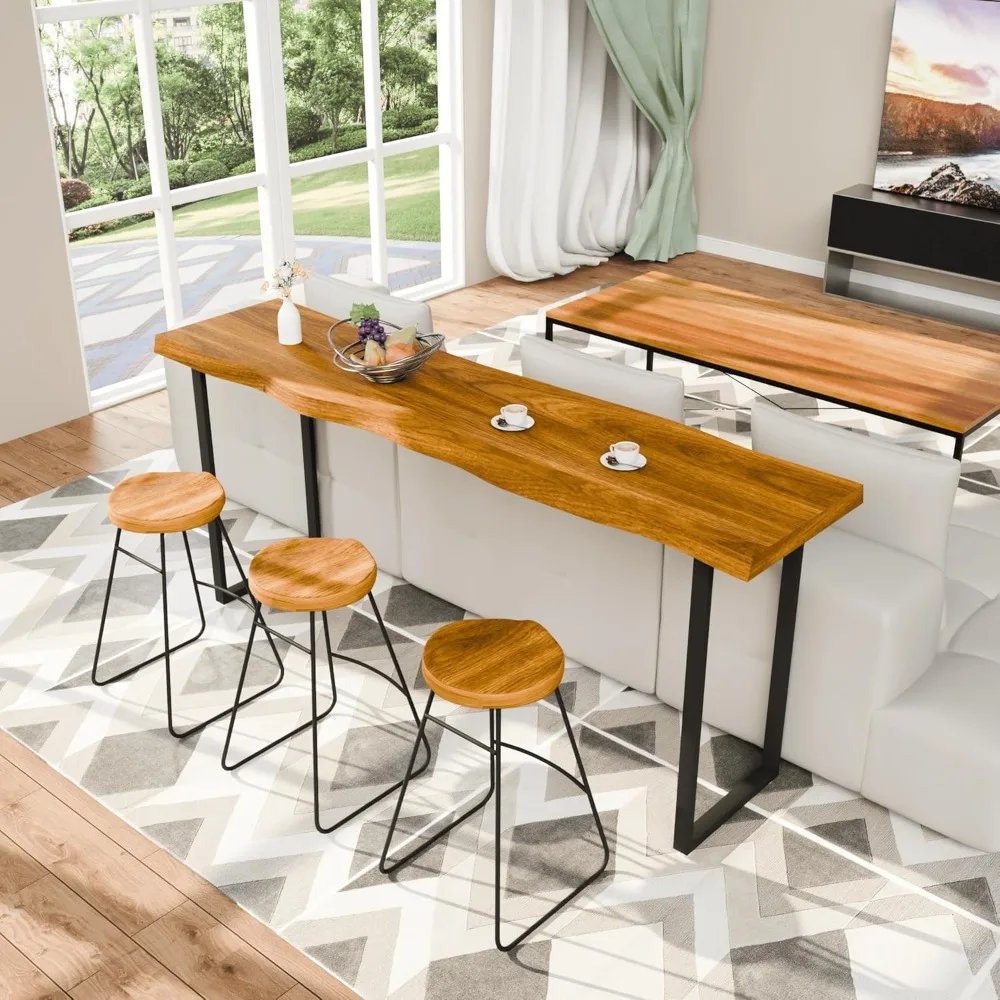 

Bar Table, 47.2 Inch Bar Height Pub Table, Rectangle Wood Counter Height Dining Table, Rustic Tall Kitchen Table with Stu