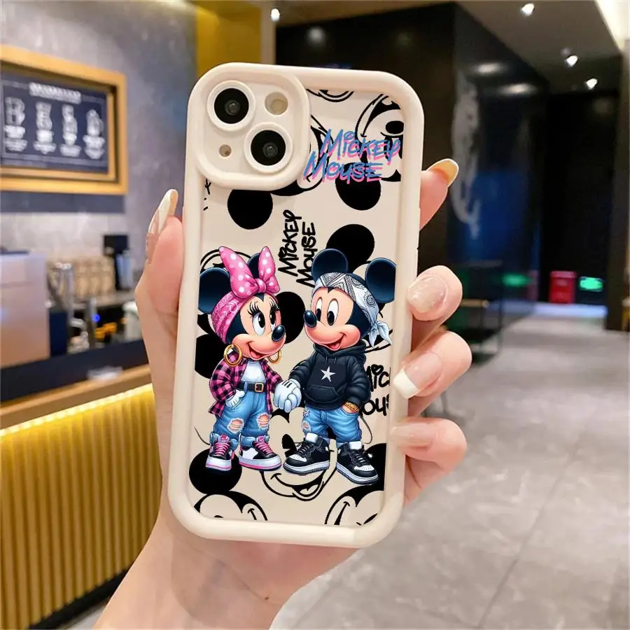 Disney mickey minnie myš hustý telefon pouzdro pro iPhone 16 13 mini SE 15promax 14 plus 12 pro 11 pro 8 7 XR XS maxi měkké obal