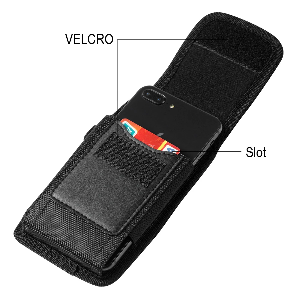 Vertical Nylon Cell Phone Belt Clip Holster Pouch Buckle Wallet Card Holder Case Cover For iPhone Samsung Xiaomi Phone Waist Bag