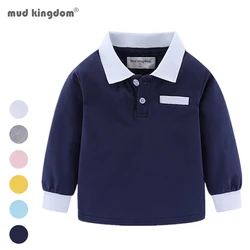 Mudkingdom Little Boys Long Sleeve Polo Shirts Solid Fashion Turn-down Collar Cotton Tops for Kids Clothing Spring Clothes