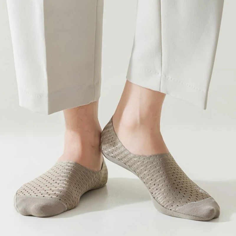 3 Pairs Men's Boat Socks Summer Ultra-thin Breathable Casual Sock Slippers Silicone Non-slip Comfortable Men Sokken Calcetines