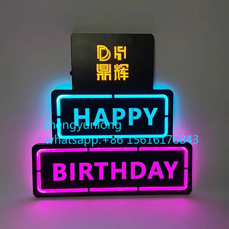 

Hot selling:LED Happy Birthday Hand Raised Cards LED Sign Bar KTV Atmosphere Cards Bottle Presenter