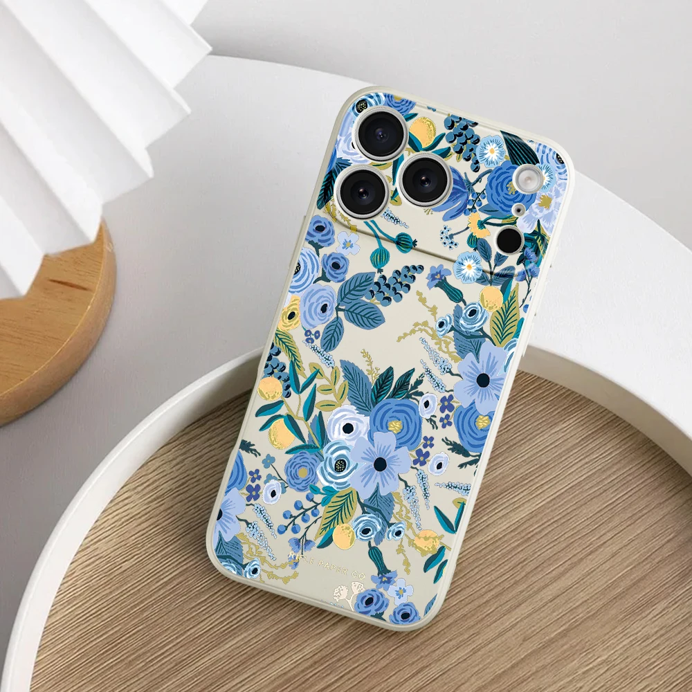 Чехол для телефона со свежим синим цветком для iPhone17 ProMax 17 Air 16 15 14 13 12 11 Pro Max XS Max7 8 Plus 16e 16 Plus, чехол из ТПУ