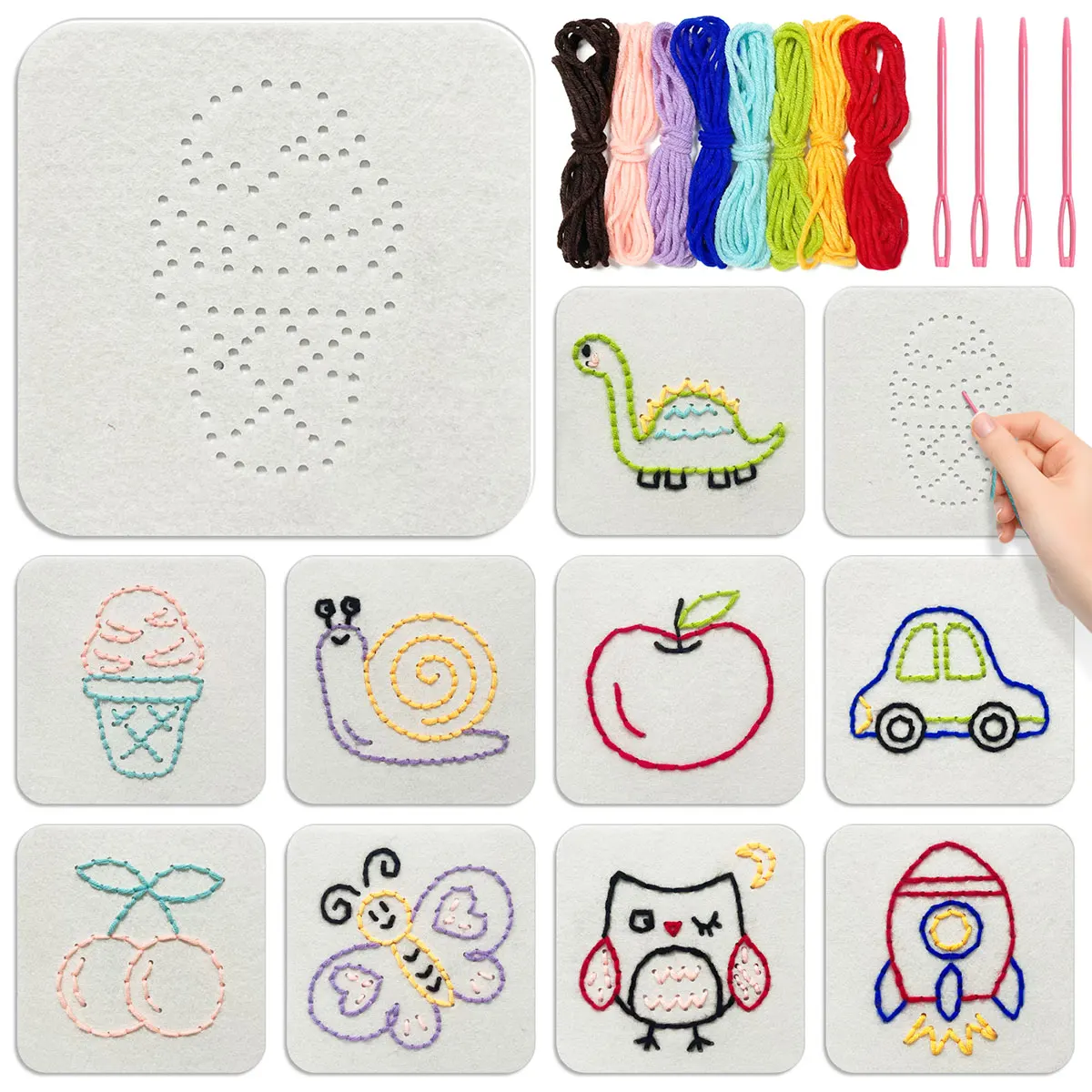 Kit de Costura de Brinquedos de Atividades Não Tecidos para Crianças Pequenas, Brinquedo Educacional Sensorial para Desenvolvimento da Coordenação Motora Fina, Presente de Aniversário