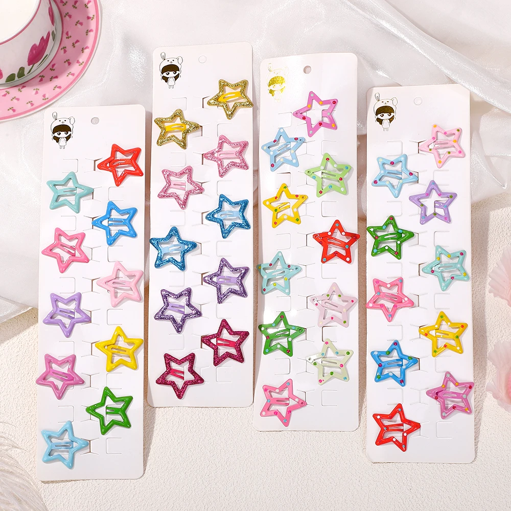 10pcs/set Cute Colorful Star Waterdrop Shape Hair Clips for Girls Children Lovely Hair Decorate Hairpins Kids Hair Accessories