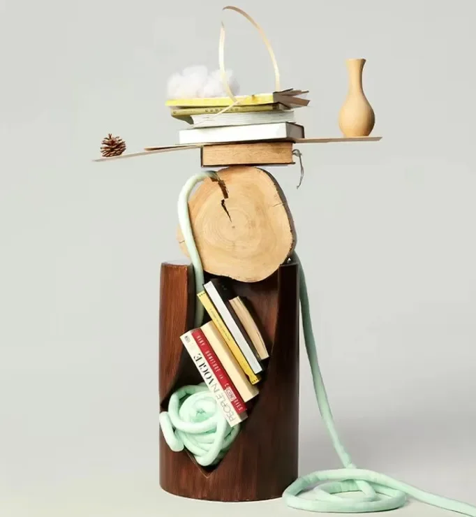 Side table of books, creative storage cabinets, creative storage of books, table, desk