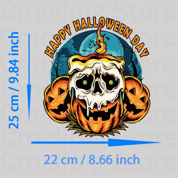 Halloween Horror Pumpkin custom patches self-adhesive heat transfer stickers iron on transfer DIY Sewing Decoration