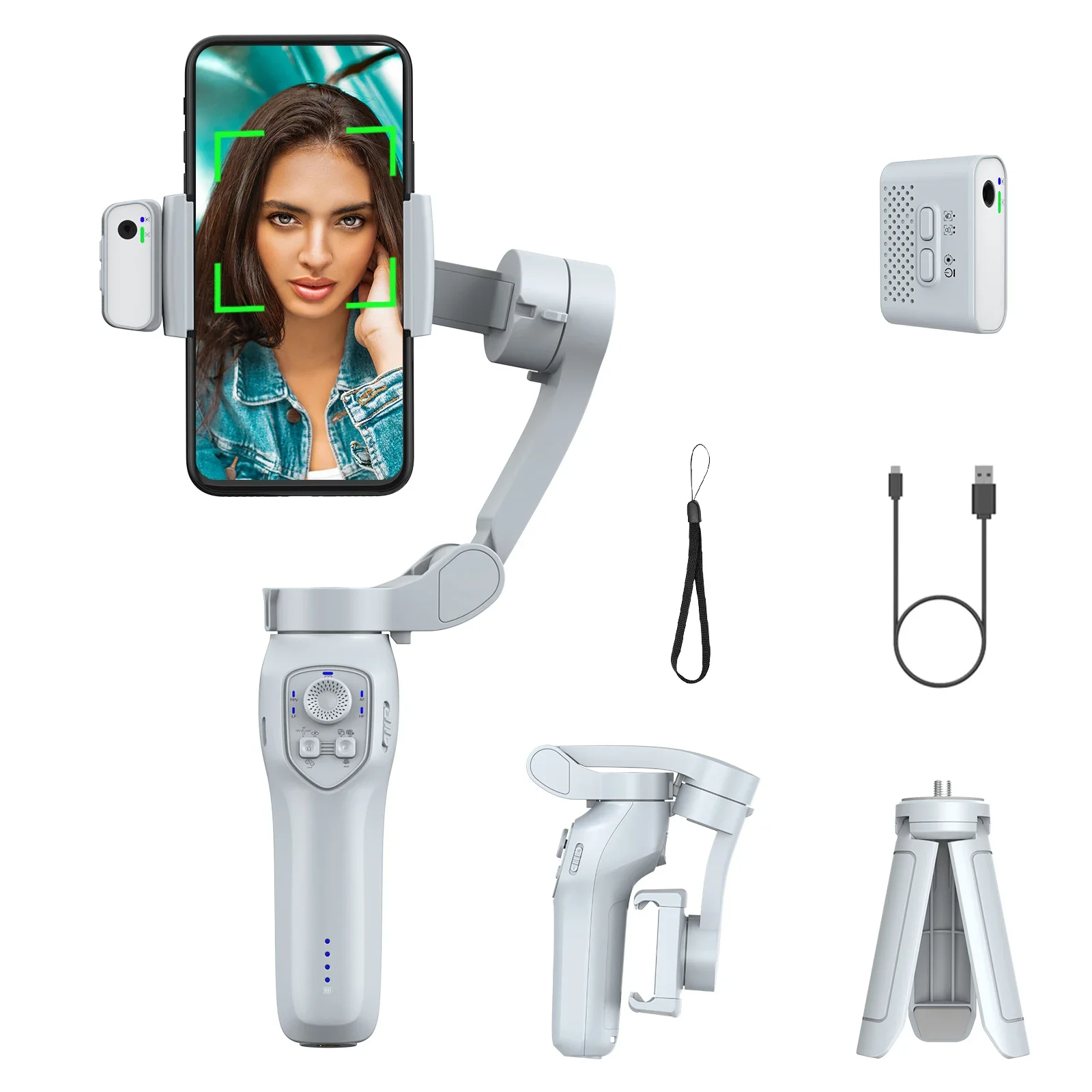 

360 Auto Face Tracking AI Smart Selfie Stick Stand 3 Axis Gimbal Handheld Phone Holder for Mobile Phone Live Video Streaming