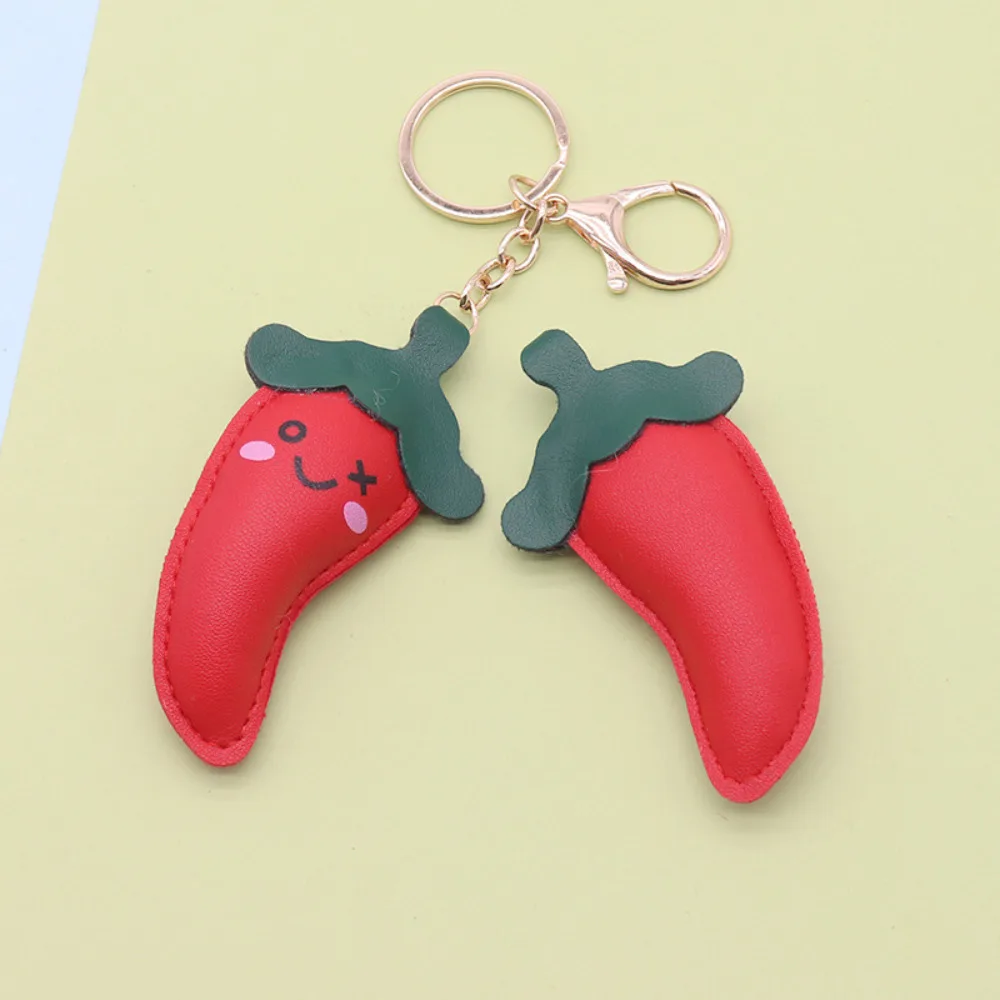 Mode Leder Verspielte Chili Pfeffer Schlüsselanhänger Persönlichkeit Zugangskontrolle Karte Abdeckung Fall Schlüsselanhänger Zugang Tasche Anhänger Schlüsselanhänger