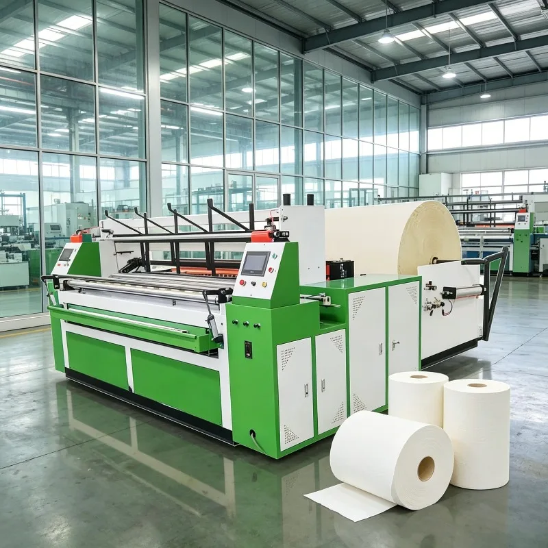 Small Scale Toilet Paper Making Machine High Speed Rewinding Line With Steel To Rubber Embossing For Professional Mills