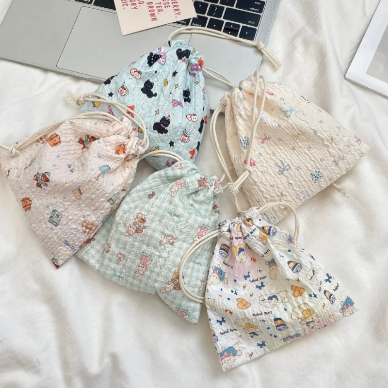 1 шт., косметичка с тиснением мультфильма на шнурке, милая портативная косметичка для хранения, сумка-органайзер для макияжа и аксессуаров