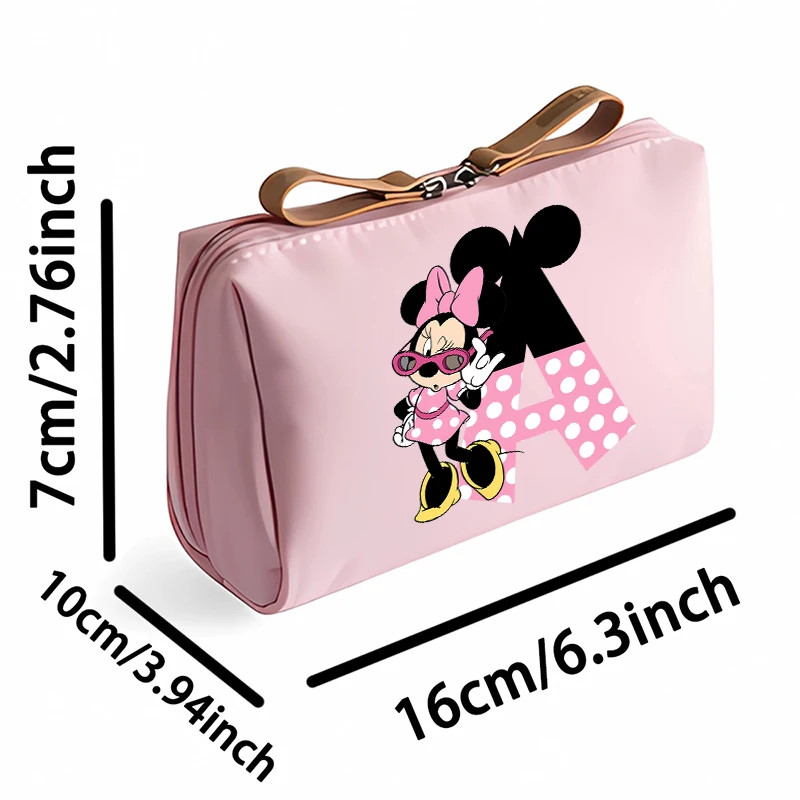 Minnie Mickey Mouse Disney Cosmetic Bag for Women Cartoon Storage Pouch Travel Portable Toiletry Bags Outdoor Makeup HandBag