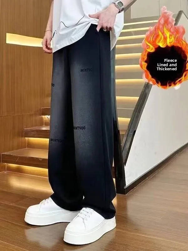 

Men's Fce Lined Thiened Casual Sports Pants Straight Leg Long Trousers Autumn Winter Comfortable Breathable Polyester Fiber