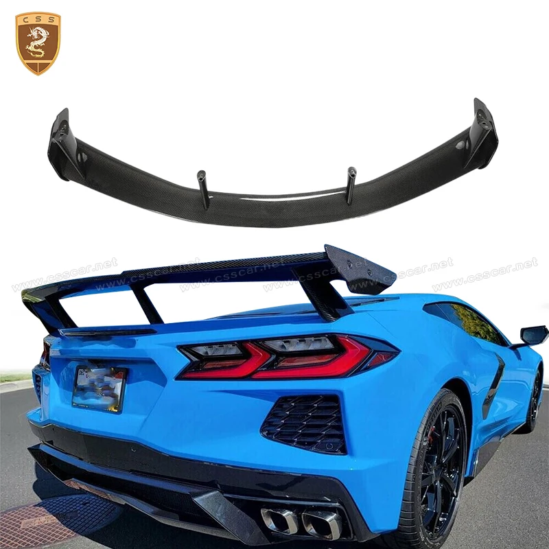 

Rear Trunk Lid Wing Spoiler Kit For Chevrolet Corvette C8 Carbon Fiber Look Car Tail Wing Exterior Modification Spoiler Lips