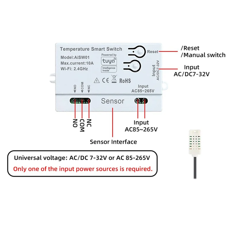 A39Q-Tuya Temperature Humidity Switch Sensor Wifi Temperature Humidity Switch Sensor With Temperature And Humidity Probe