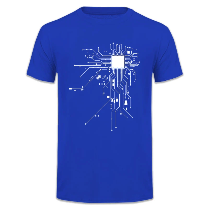 CPU Processor Circuit Diagram T Shirt Men Summer Cotton T-shirt Men's Funny Tops Fashion Tees Homme Brand Unisex Clothes